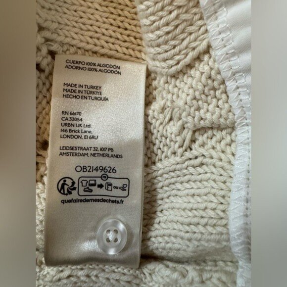 NWT Size S (P2P 22.5") -Anthropologie 100% cotton cable knit twofer Sweater - Picture 6 of 8